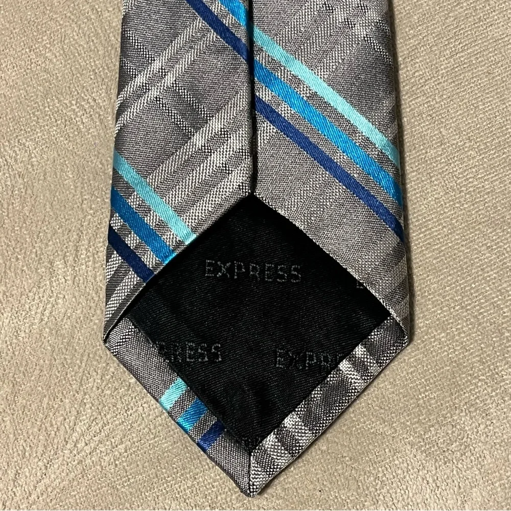 Express Corbata A‎ rrallas de hombre silver, Azul 61”long